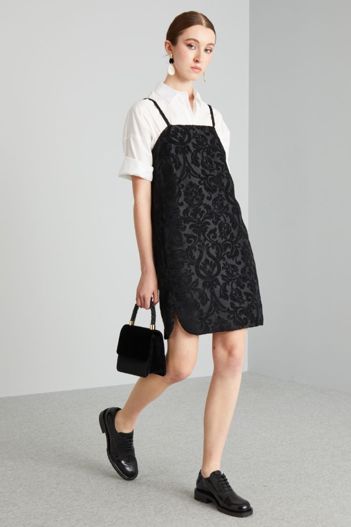 Abito corto in broccato - NERO - Fashion Market