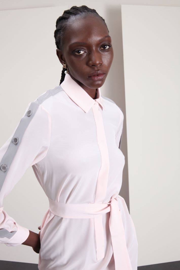 Abito chemisier con fusciacca - ROSA GRIGIO - Fashion Market - 4