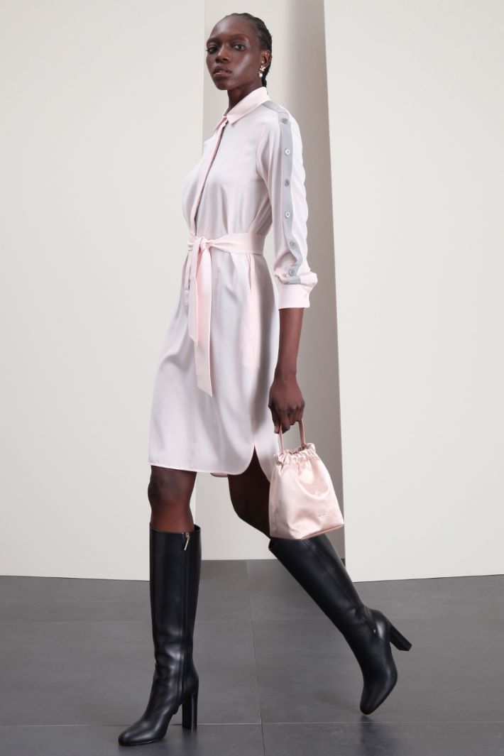 Abito chemisier con fusciacca - ROSA GRIGIO - Fashion Market
