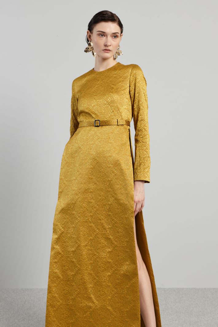 Abito in jacquard con pannelli - SENAPE ORO - Fashion Market - 2