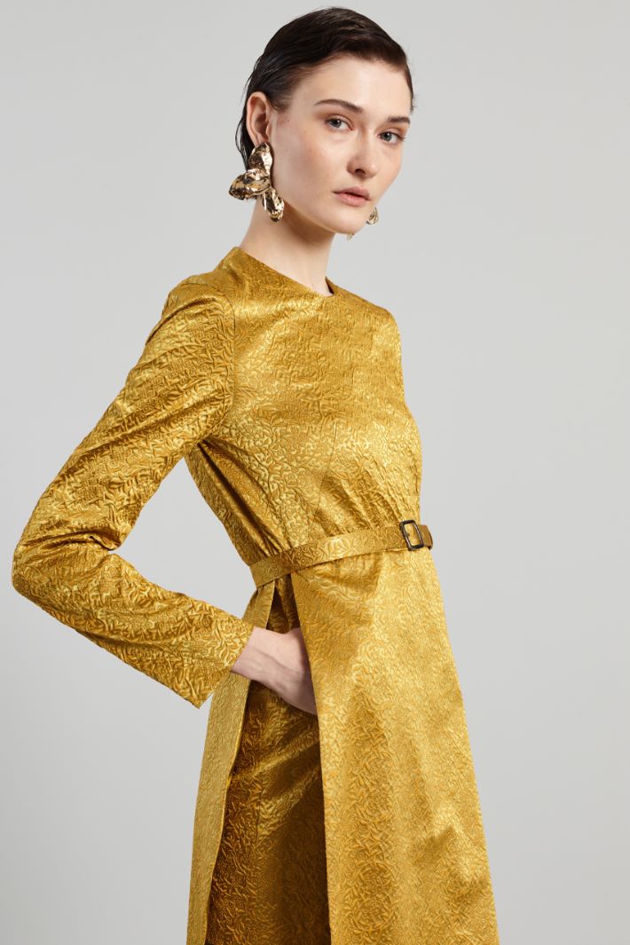Abito in jacquard con pannelli - SENAPE ORO - Fashion Market - 3