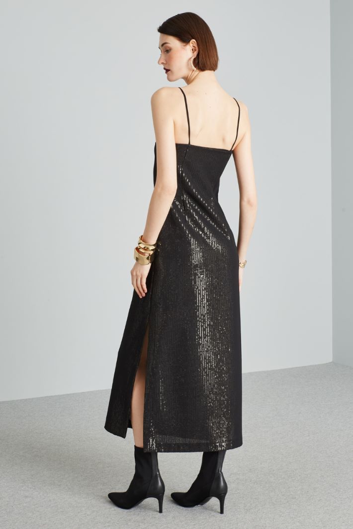 Abito lungo con paillettes - NERO - Fashion Market - 4