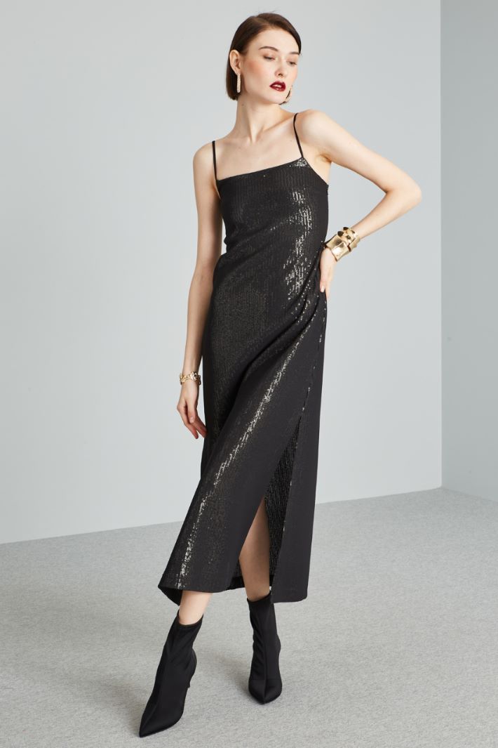 Abito lungo con paillettes - NERO - Fashion Market - 2
