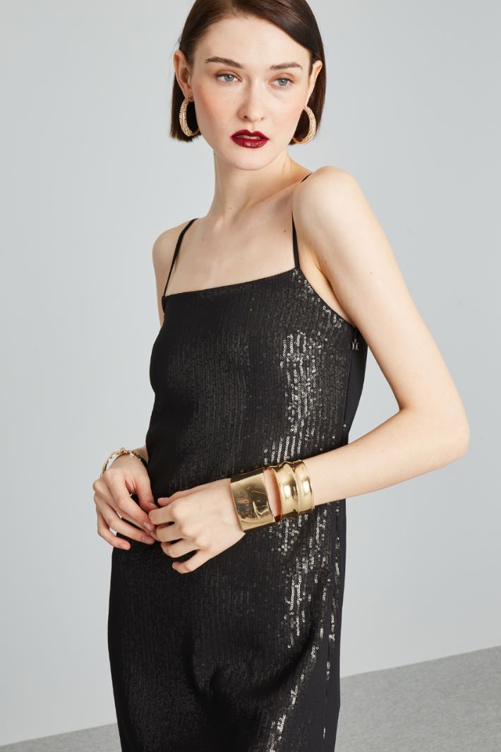Abito lungo con paillettes - NERO - Fashion Market - 3