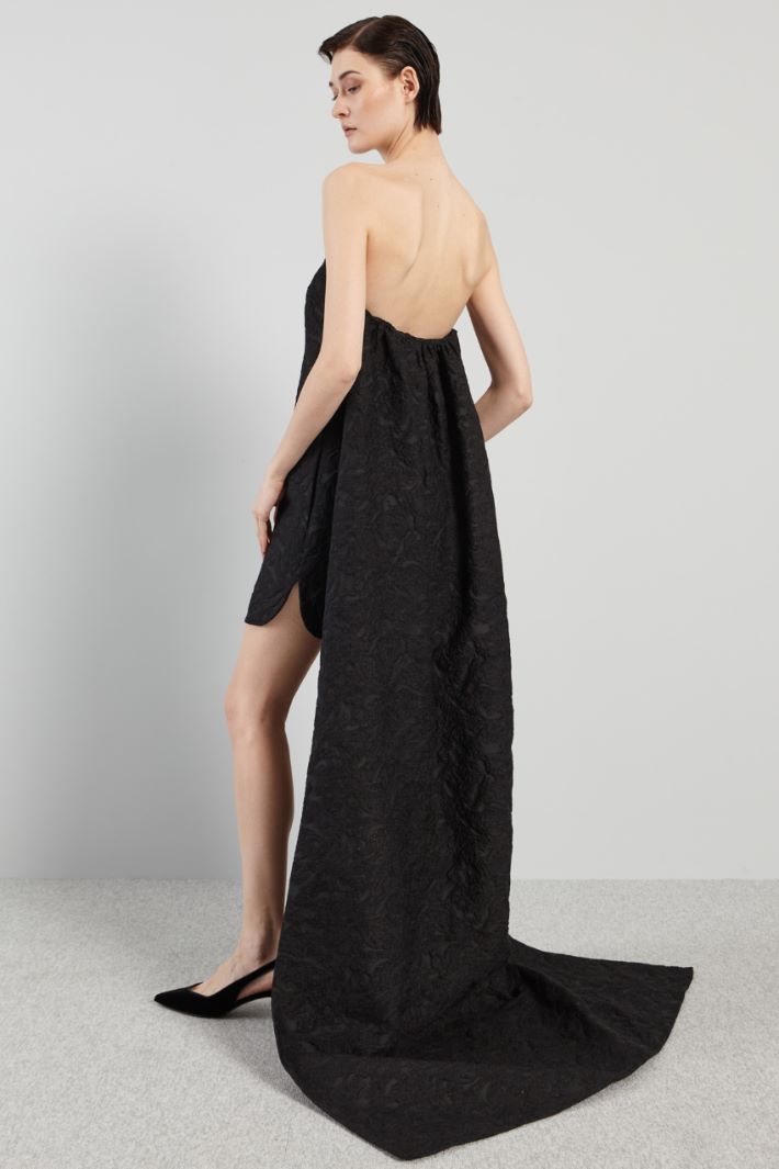 Abito a tubino con strascico - NERO - Fashion Market - 5