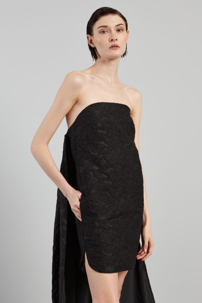 Abito a tubino con strascico - NERO - Fashion Market - 3