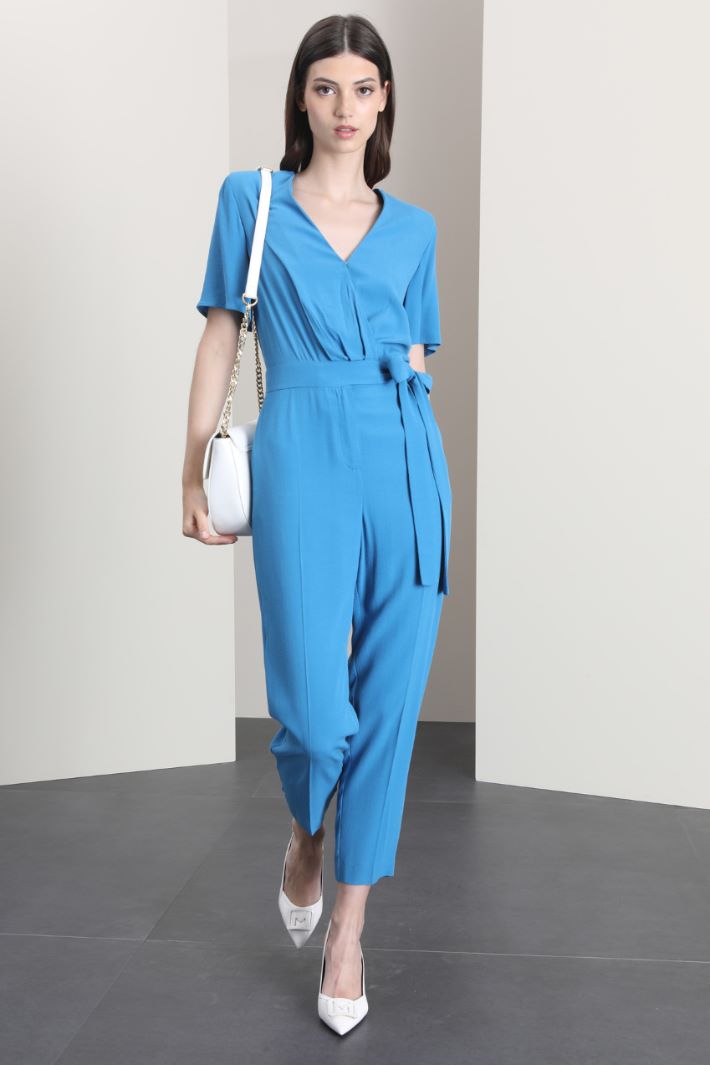 Tuta in crepé de chine - AZZURRO - Fashion Market
