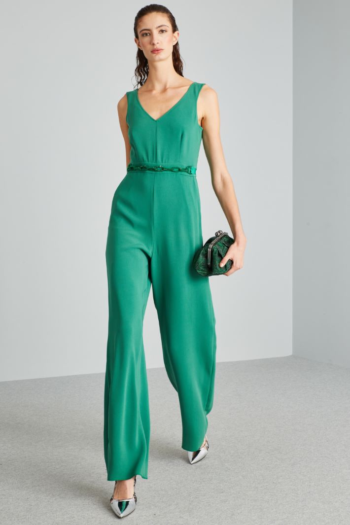 Tuta con doppio scollo a V  - VERDE PRATO - Fashion Market