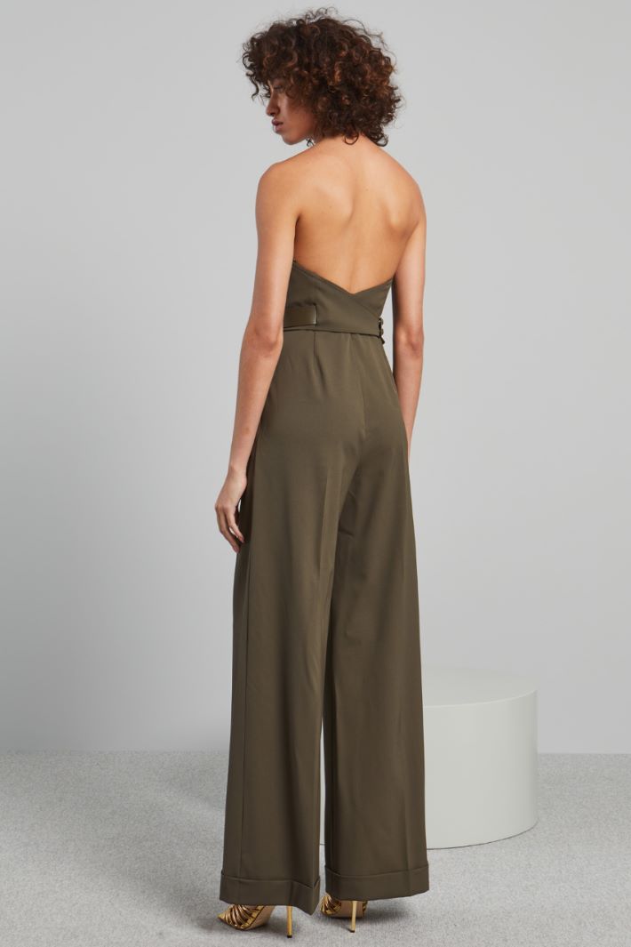 Tuta bustier in gabardina - VERDE MILITARE - Fashion Market - 4
