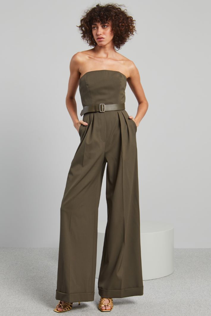 Tuta bustier in gabardina - VERDE MILITARE - Fashion Market - 2