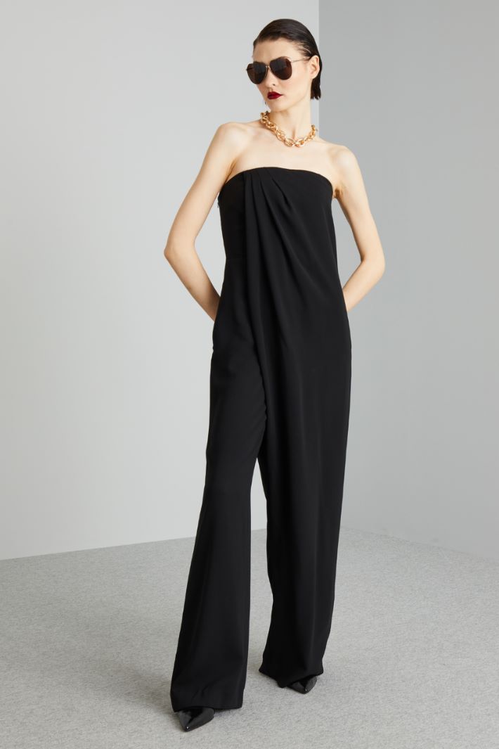 Tuta con pannello incrociato - NERO - Fashion Market