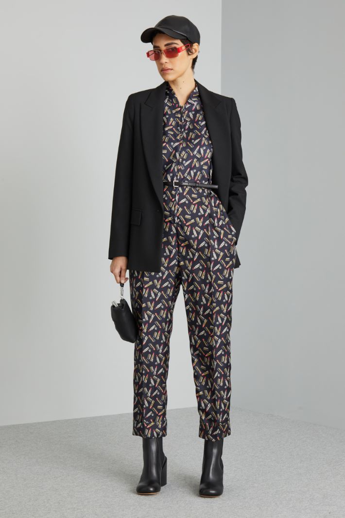 Tuta in twill - NERO ROSA - Fashion Market
