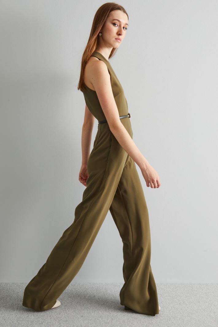 Tuta in cady con cintura - VERDE OLIVA - Fashion Market - 2