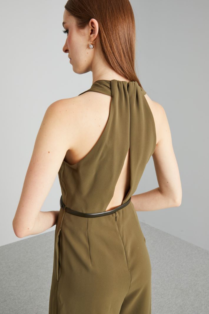 Tuta in cady con cintura - VERDE OLIVA - Fashion Market - 3