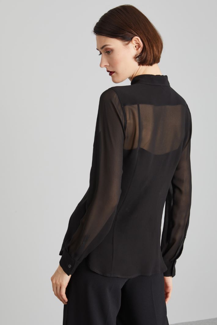 Camicia in georgette di seta - NERO - Fashion Market - 4