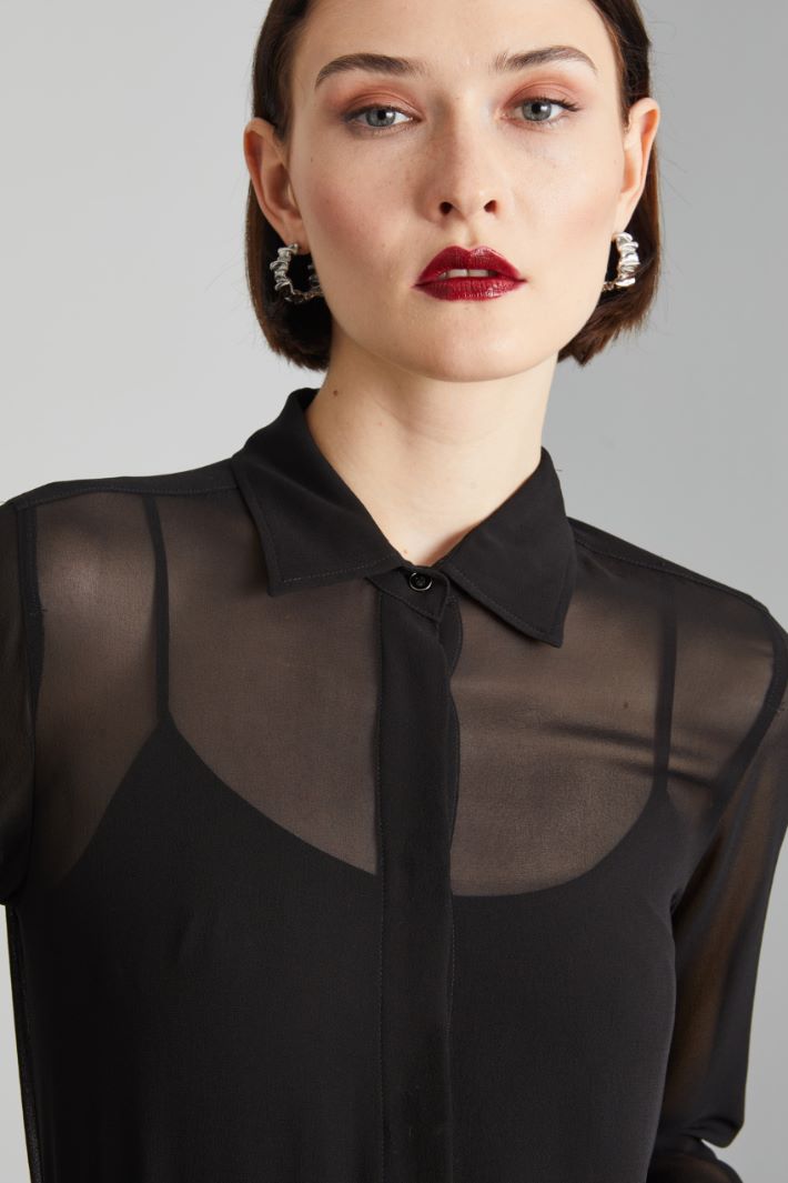 Camicia in georgette di seta - NERO - Fashion Market - 3