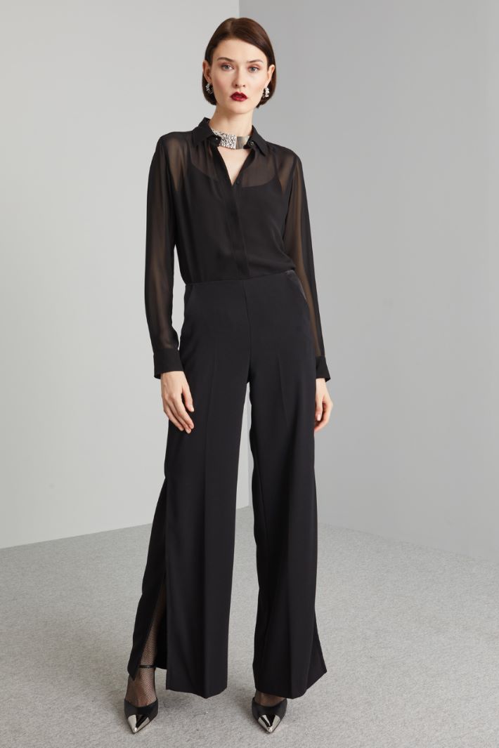 Camicia in georgette di seta - NERO - Fashion Market