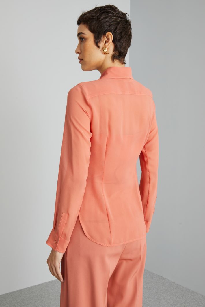 Camicia in georgette di seta - SALMONE - Fashion Market - 4