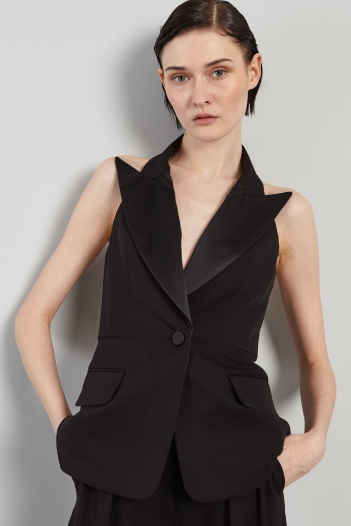Gilet con scollo all'americana - NERO - Fashion Market - 2