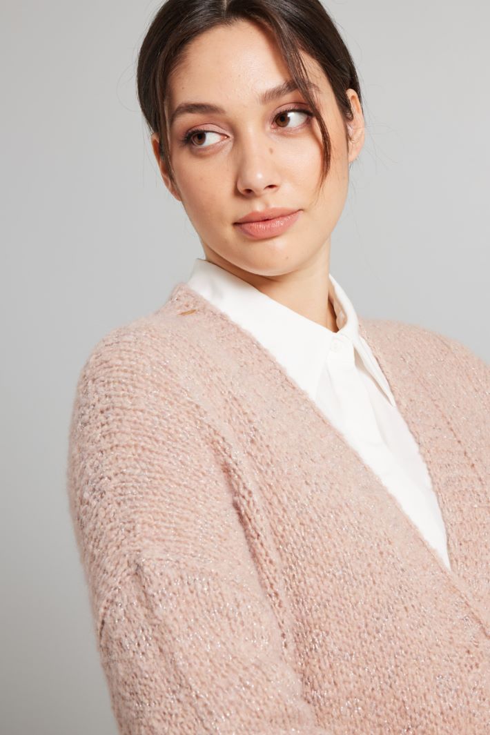 Cardigan lungo lamè - ROSA POLVERE - Fashion Market - 3