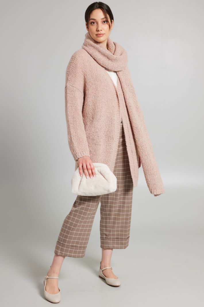 Cardigan lungo lamè - ROSA POLVERE - Fashion Market