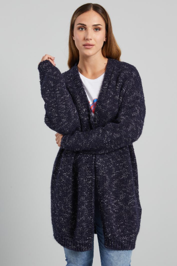 Cardigan lungo lamè - BLU NOTTE ARGENTO - Fashion Market - 2