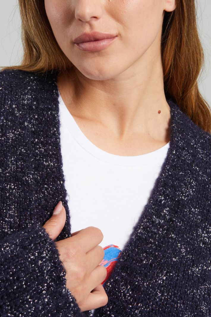 Cardigan lungo lamè - BLU NOTTE ARGENTO - Fashion Market - 3
