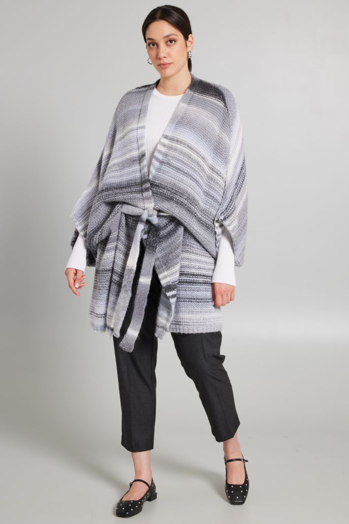 Cardigan morbido in lana - GRIGIO BIANCO - Fashion Market