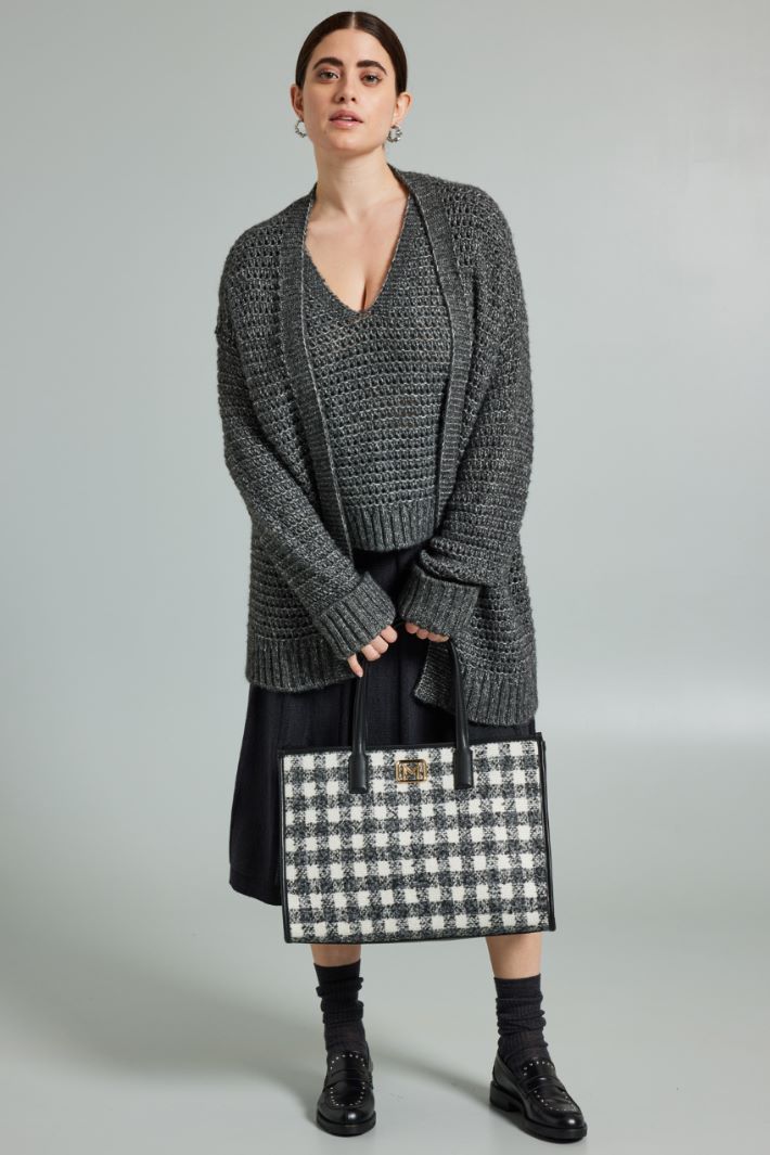 Cardigan traforato - GRIGIO ARDESIA - Fashion Market