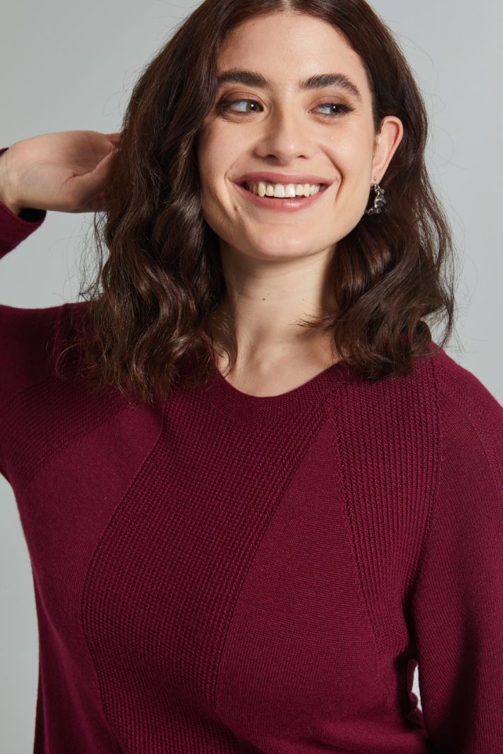 Abito corto in maglia - BORGOGNA - Fashion Market - 3