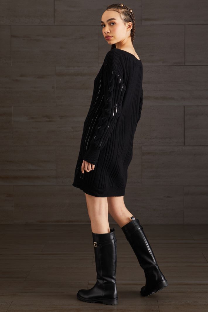 Abito in maglia di cotone - NERO - Fashion Market - 4