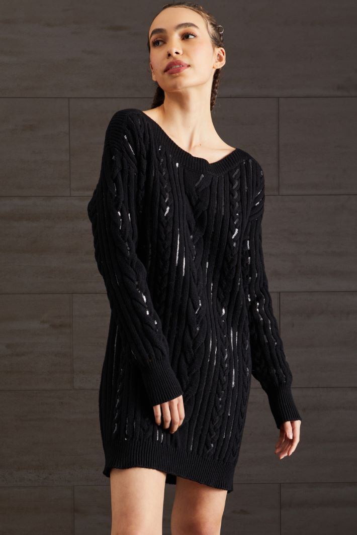Abito in maglia di cotone - NERO - Fashion Market - 2