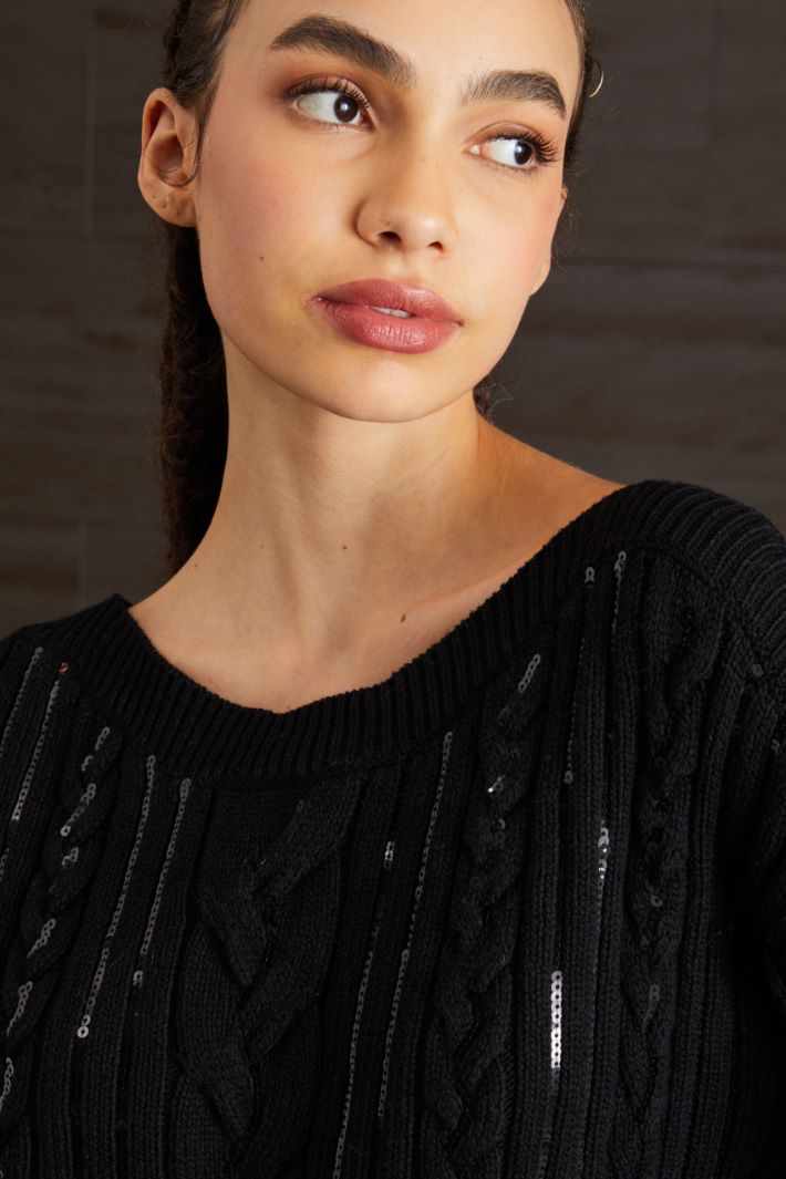 Abito in maglia di cotone - NERO - Fashion Market - 3