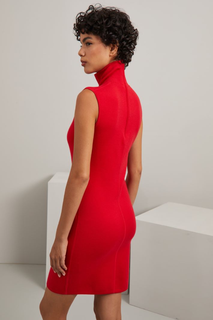 Abito smanicato in lana - ROSSO - Fashion Market - 4