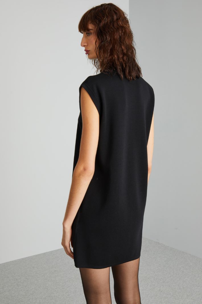 Abito smanicato in lana - NERO - Fashion Market - 4