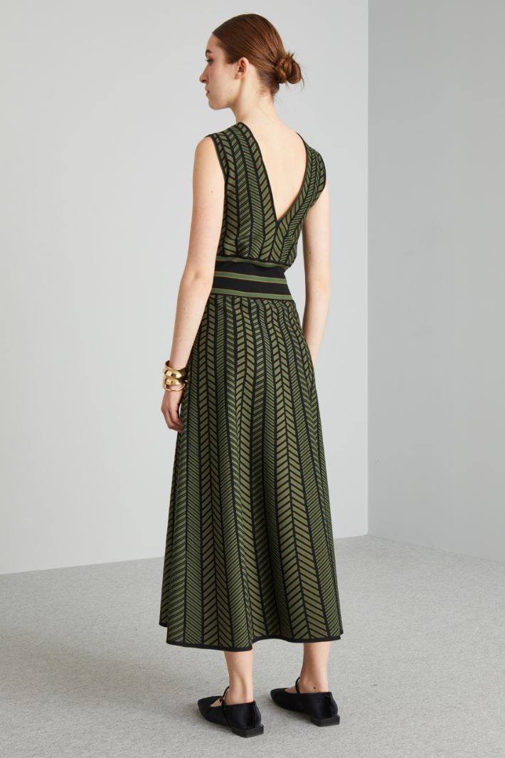Abito in  maglia jacquard - VERDE KAKI NERO - Fashion Market - 4