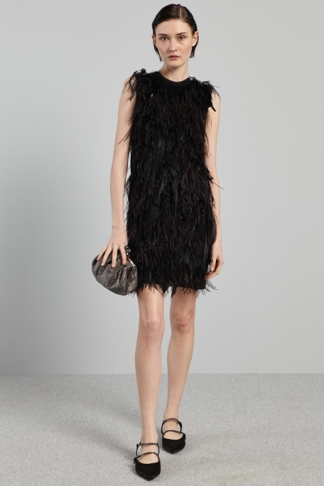 Abito corto con piume - Fashion Market