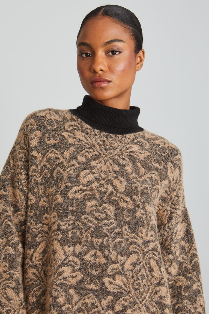 Abito in alpaca jacquard - NERO CAMMELLO - Fashion Market - 3