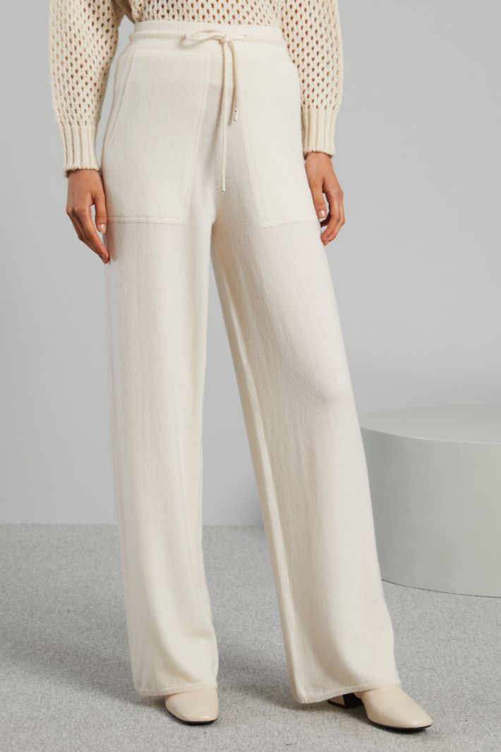 Pantaloni in maglia con coulisse - BIANCO PANNA - Fashion Market - 2