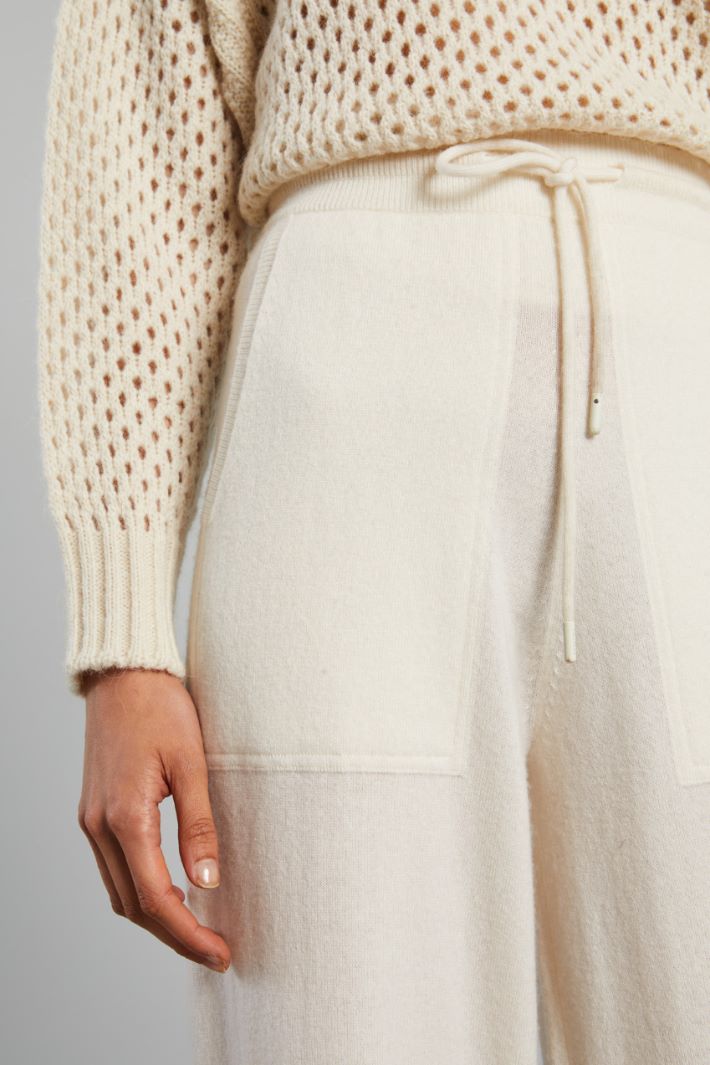 Pantaloni in maglia con coulisse - BIANCO PANNA - Fashion Market - 3