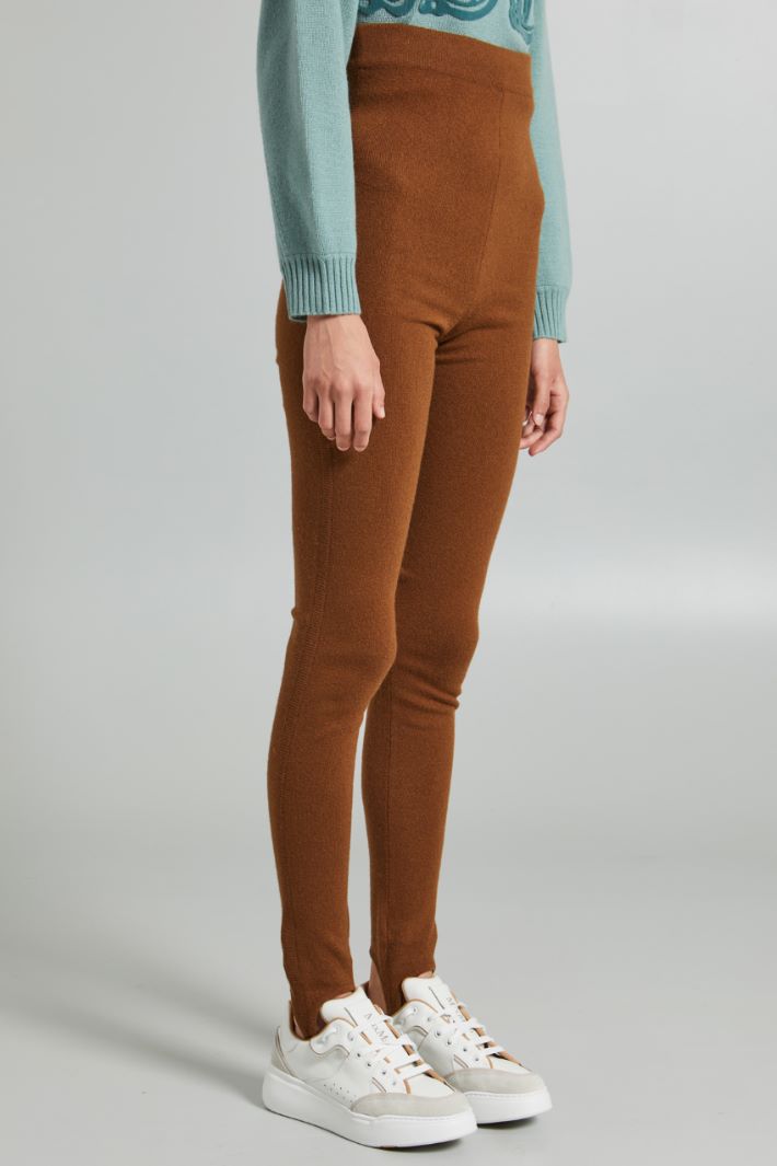 Pantaloni in maglia con ghette - MARRONE - Fashion Market - 2