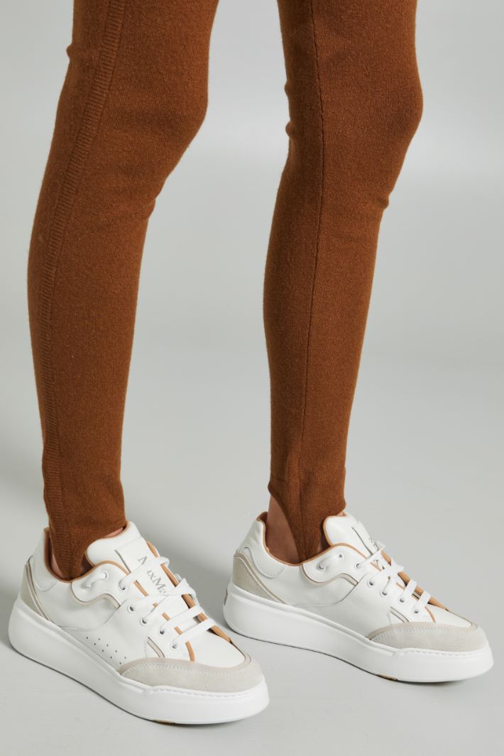 Pantaloni in maglia con ghette - MARRONE - Fashion Market - 3