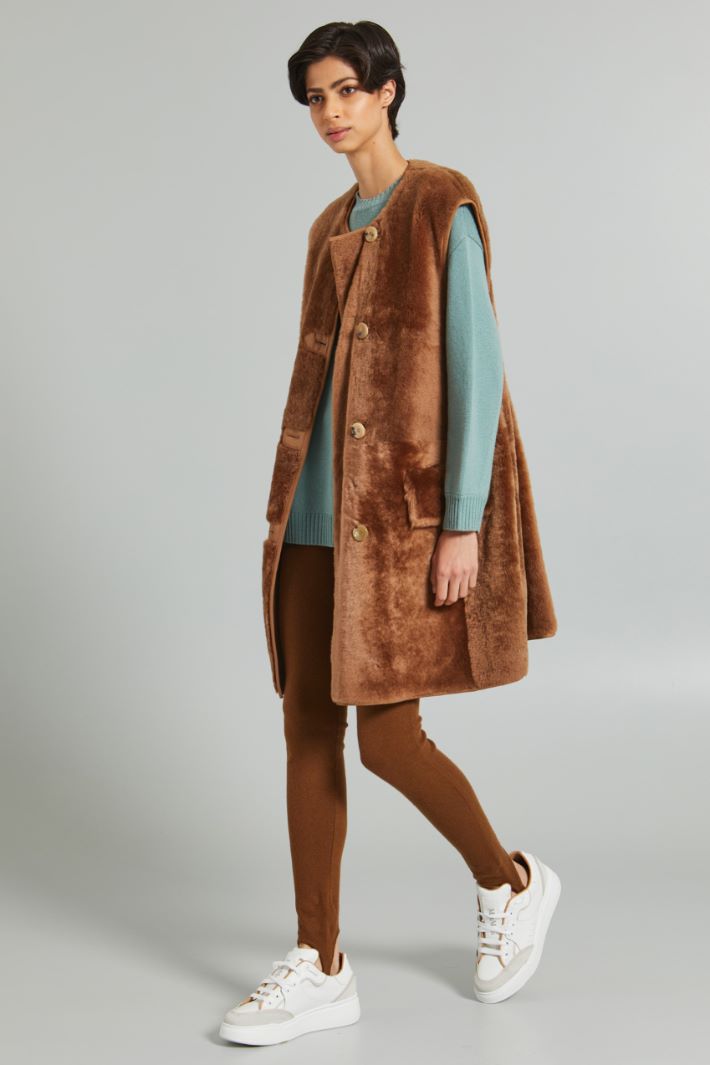 Pantaloni in maglia con ghette - MARRONE - Fashion Market