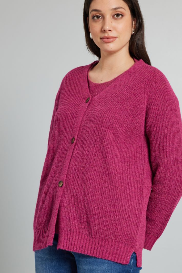 Cardigan con bottoni - CICLAMINO - Fashion Market - 2