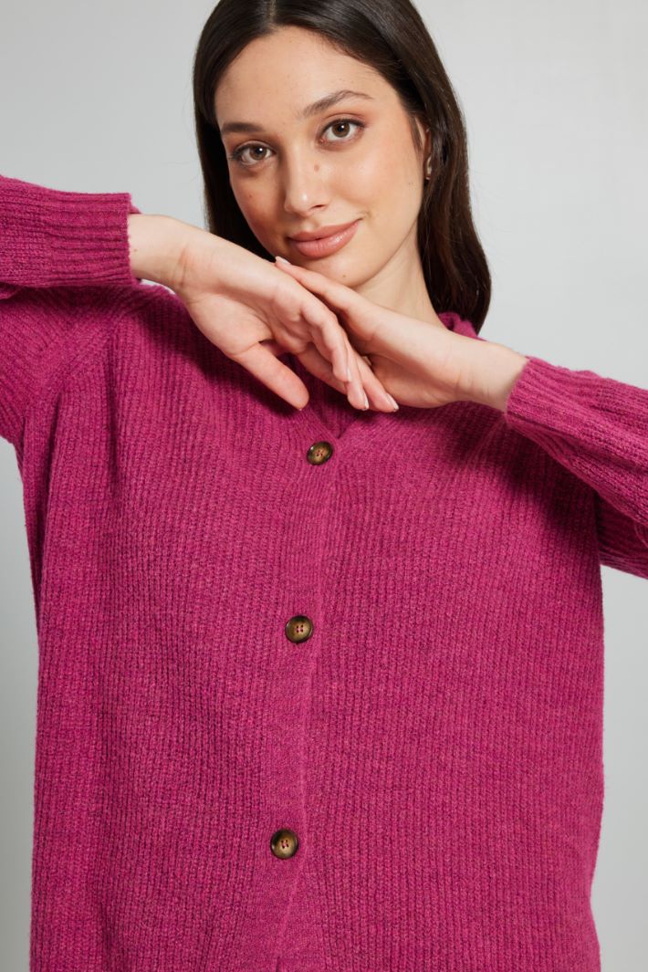Cardigan con bottoni - CICLAMINO - Fashion Market - 3
