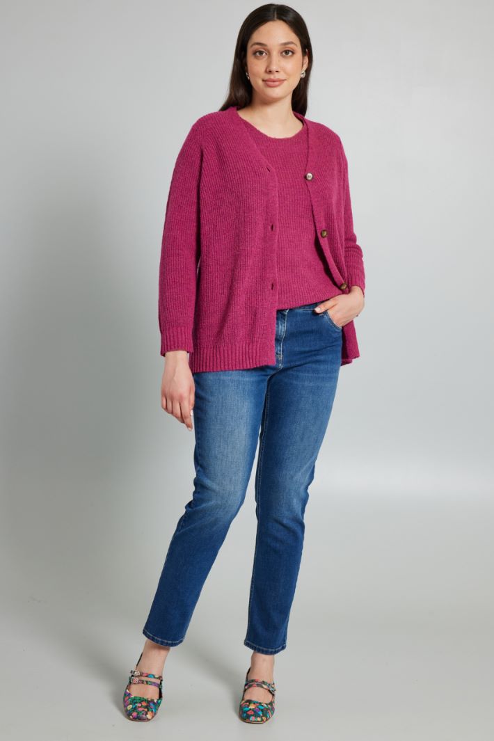 Cardigan con bottoni - CICLAMINO - Fashion Market