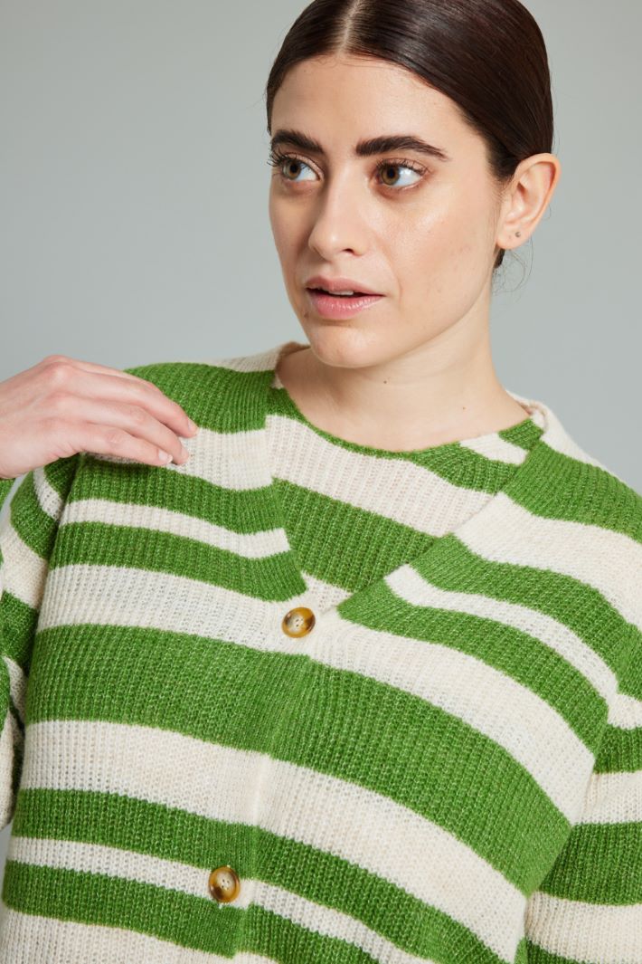 Cardigan con bottoni - VERDE PISTACCHIO PANNA - Fashion Market - 3