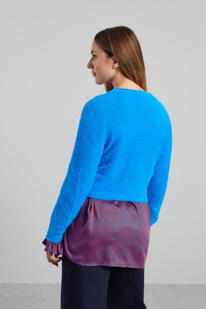 Cardigan in filato garzato - TURCHESE - Fashion Market - 4