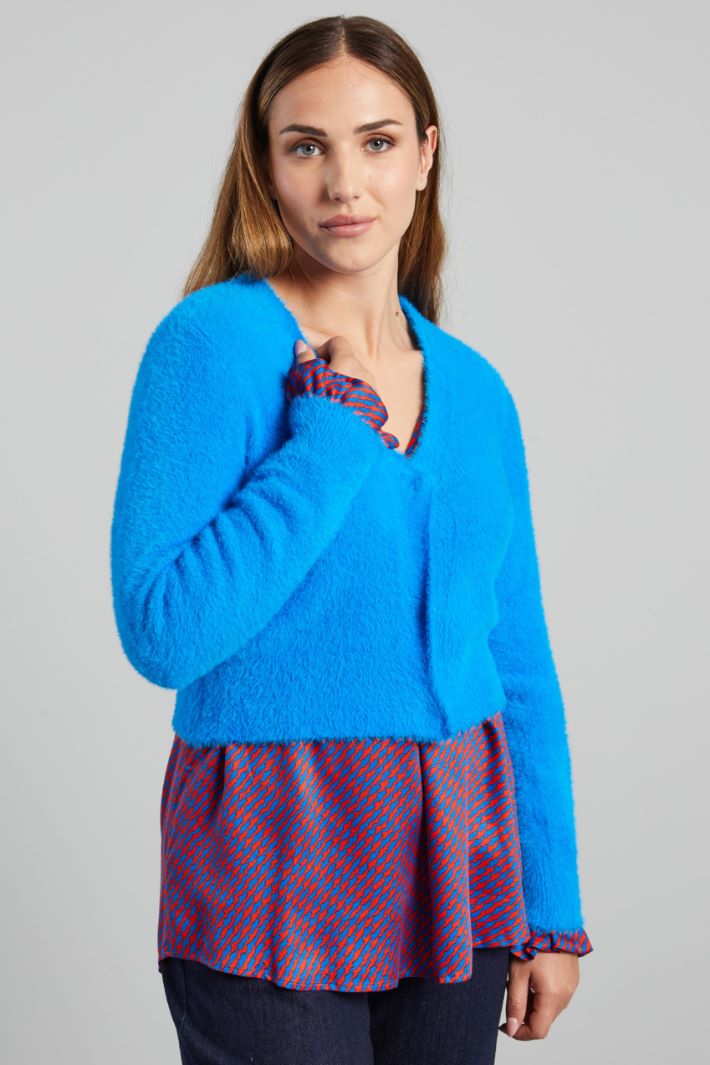 Cardigan in filato garzato - TURCHESE - Fashion Market - 2