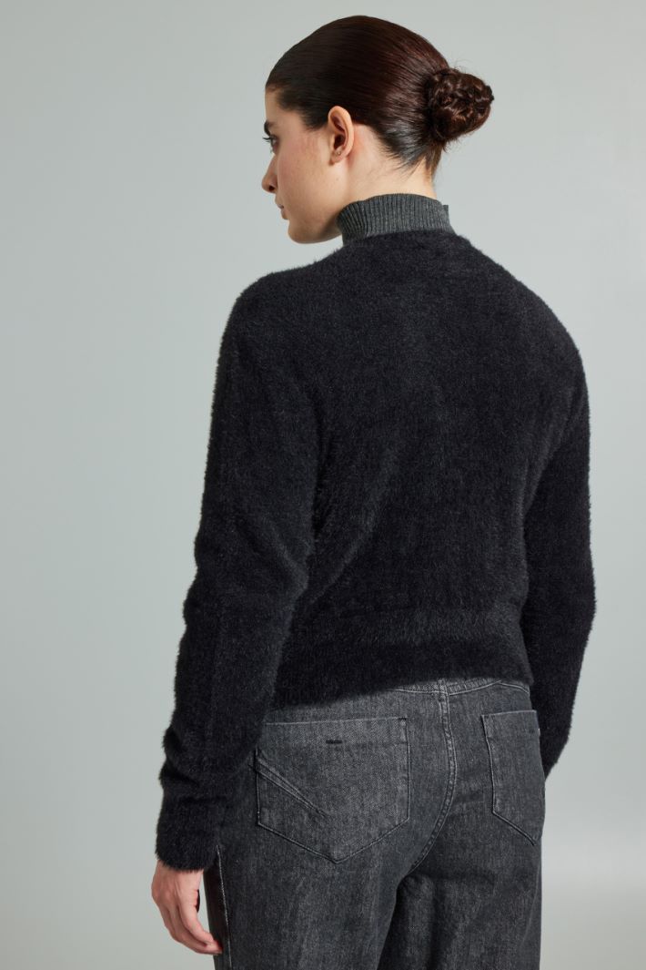 Cardigan in filato garzato - NERO - Fashion Market - 4